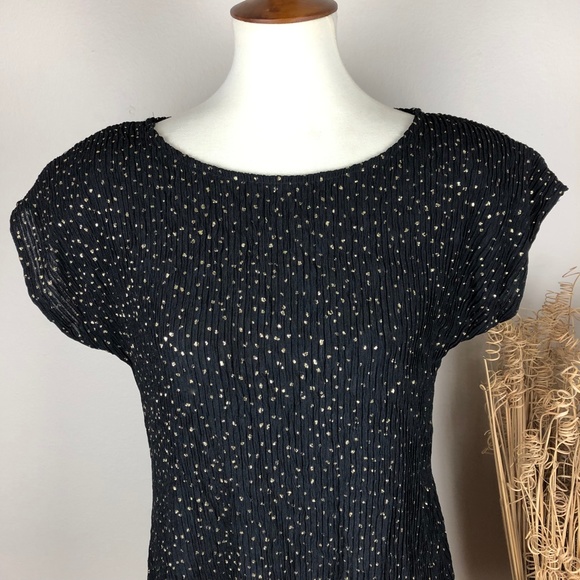 VINTAGE Gold Speckled Short Sleeve Blouse Small - Picture 2 of 7